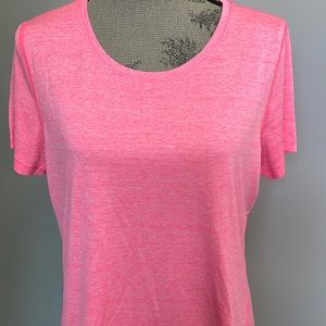 Tek Gear DryTek Short Sleeve Crew Neck Heathered Orange/Pink Tee Shirt Sz L